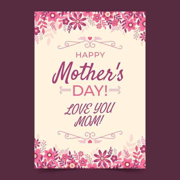 Flat mothers day greeting card template in spanish