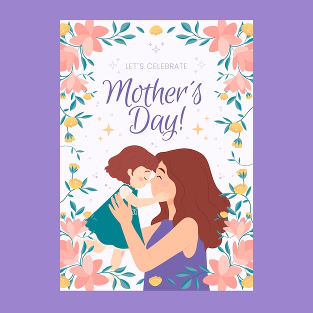 Flat mothers day greeting card template