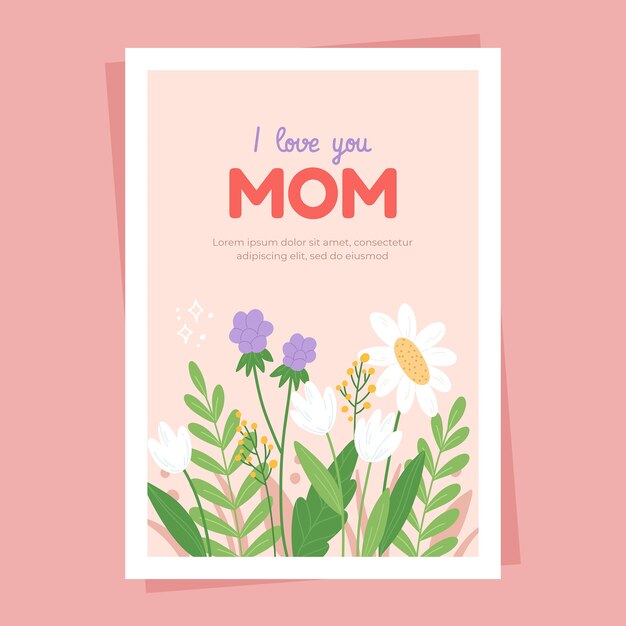 Flat mothers day greeting card template