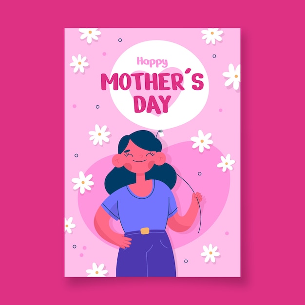 Flat mothers day greeting card template