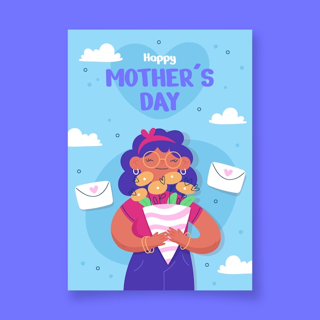 Flat mothers day greeting card template