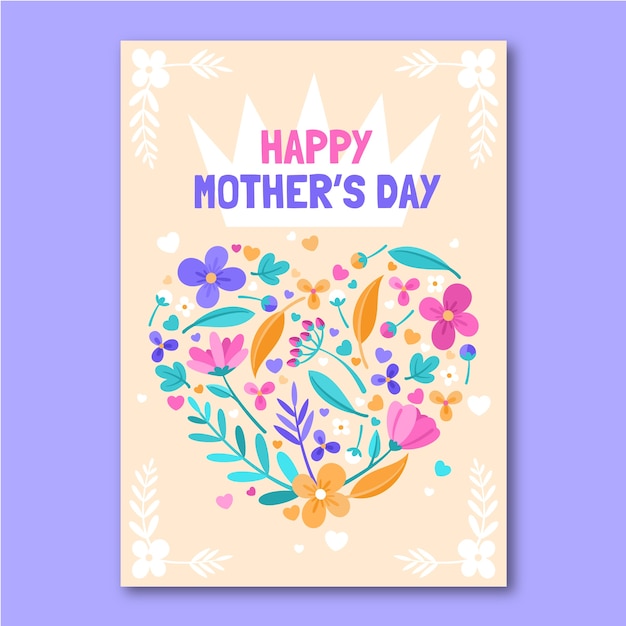 Free vector flat mothers day greeting card template