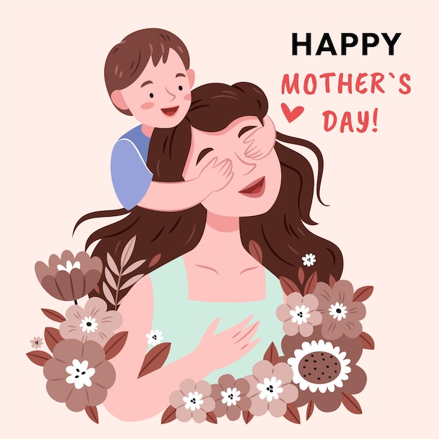 Flat mothers day greeting card template