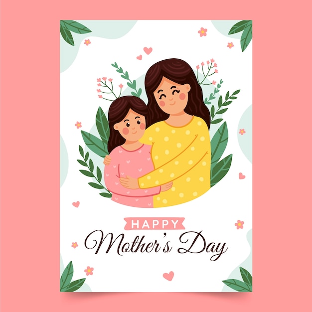 Плоский шаблон поздравительной открытки ко дню матери