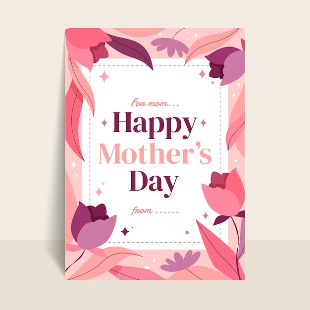 Плоский шаблон поздравительной открытки ко дню матери