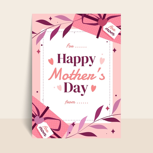 Flat mothers day greeting card template