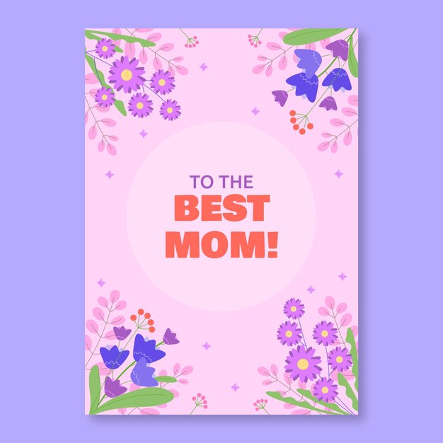 Flat mothers day greeting card template