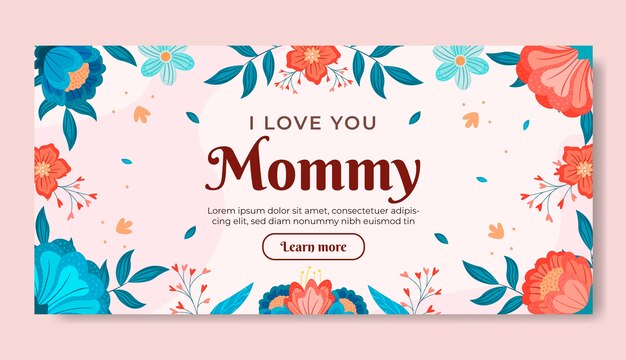 Free vector flat mothers day horizontal banner template in spanish