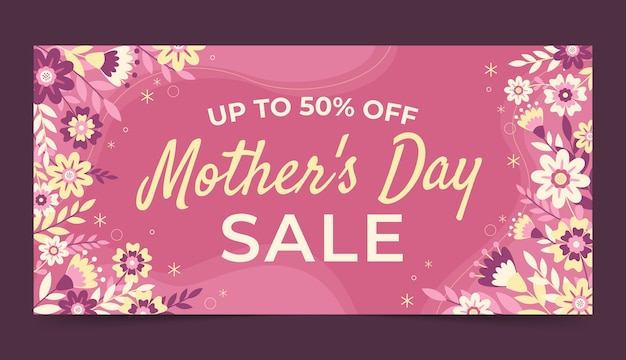 Free vector flat mothers day horizontal banner template in spanish