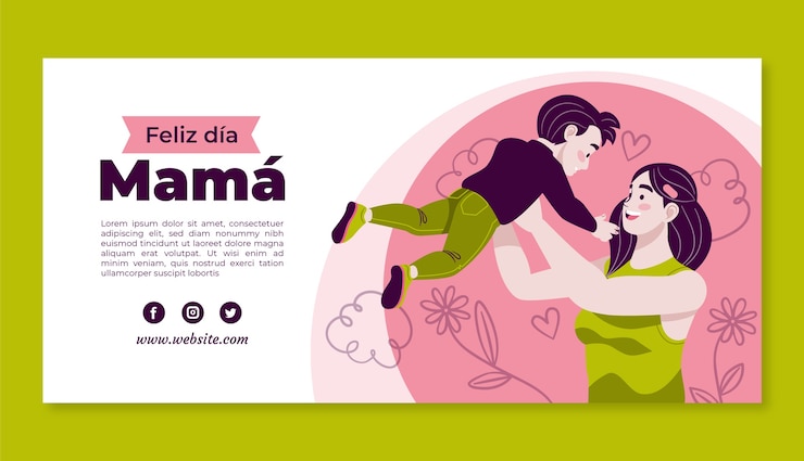 Free Vector flat mothers day horizontal banner template in spanish