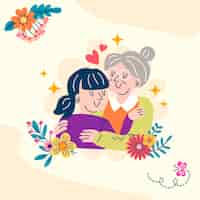 Free vector flat mothers day illustration in spanish