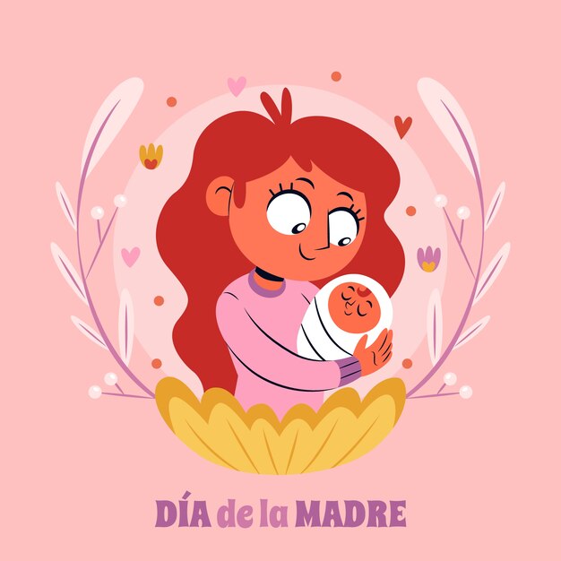 Flat mothers day illustration in spanish