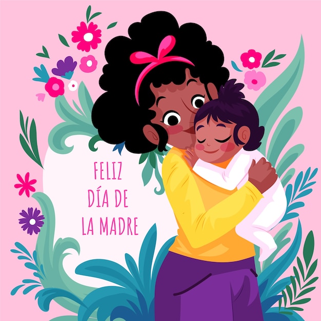 Free vector flat mothers day illustration in spanish