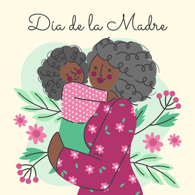 Flat mothers day illustration in spanish