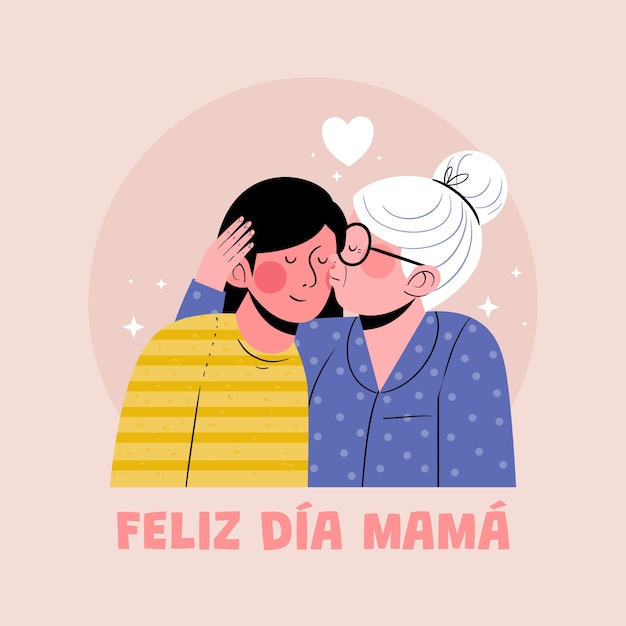 Free vector flat mothers day illustration in spanish