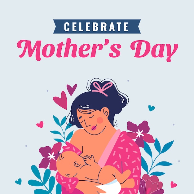 Free vector flat mothers day illustration