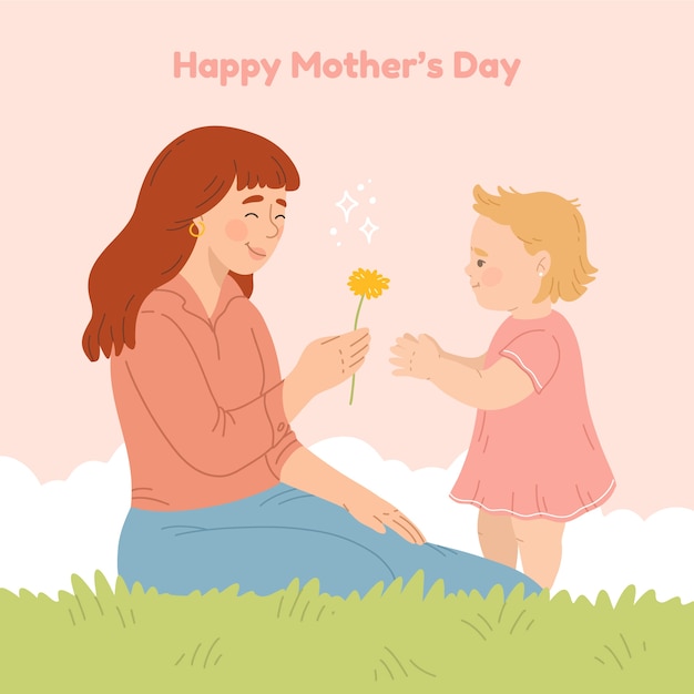 Free vector flat mothers day illustration