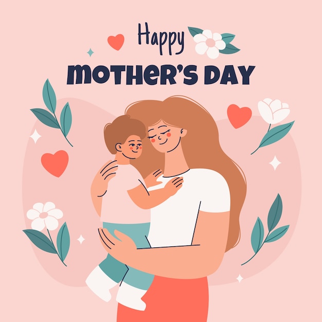 Free vector flat mothers day illustration