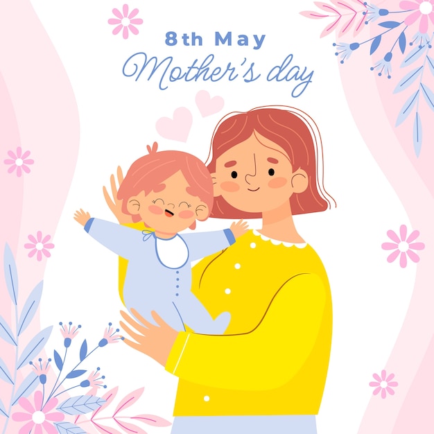 Free vector flat mothers day illustration