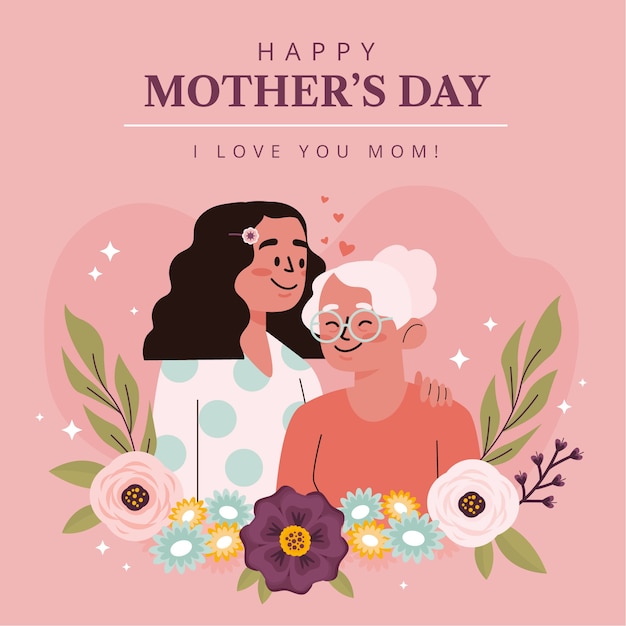 Free vector flat mothers day illustration