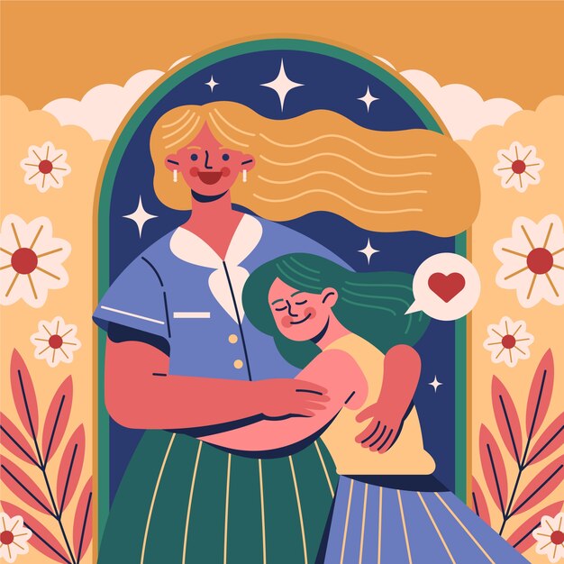 Flat mothers day illustration