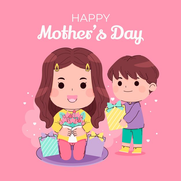 Free Vector flat mothers day illustration
