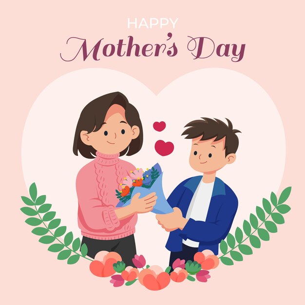 Flat mothers day illustration