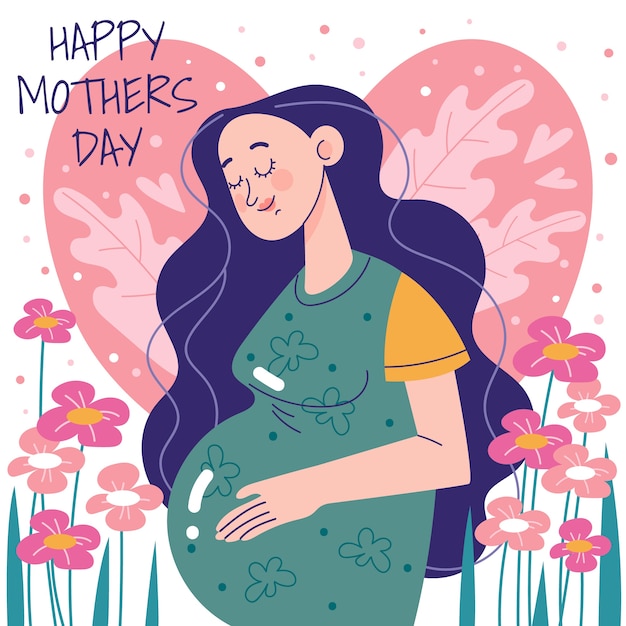 Free vector flat mothers day illustration