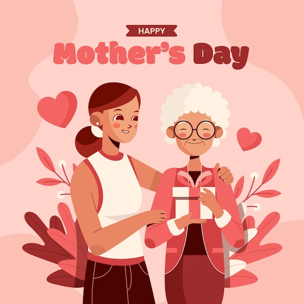 Free vector flat mothers day illustration