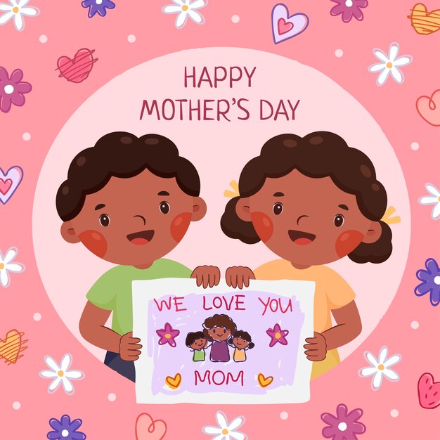 Flat mothers day illustration