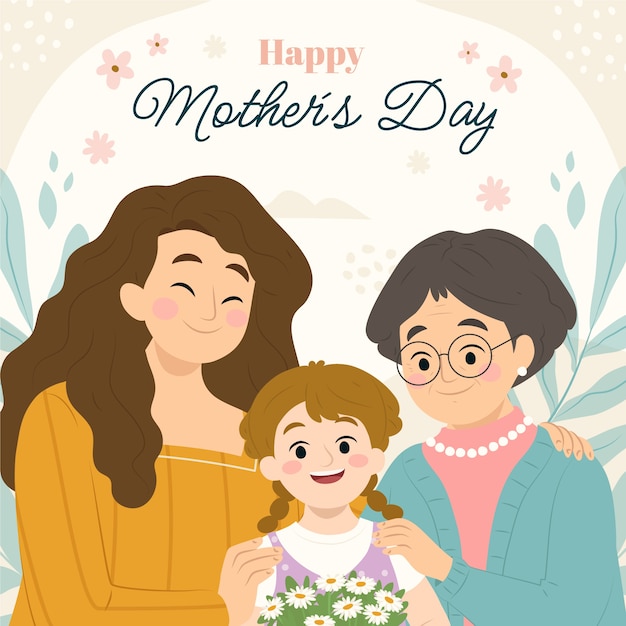 Free vector flat mothers day illustration