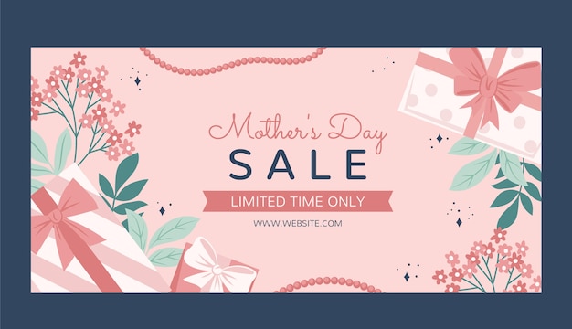 Free vector flat mothers day sale horizontal banner template