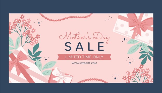 Flat mothers day sale horizontal banner template