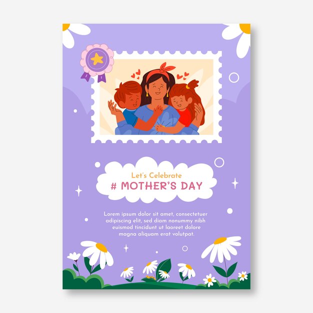 Flat mothers day vertical flyer template