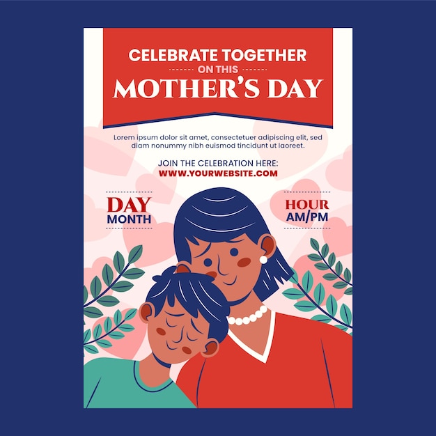 Free vector flat mothers day vertical poster template