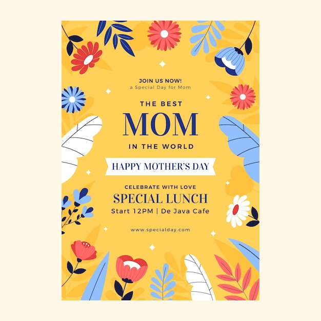 Free vector flat mothers day vertical poster template