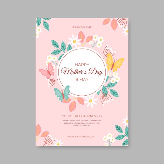 Flat mothers day vertical poster template