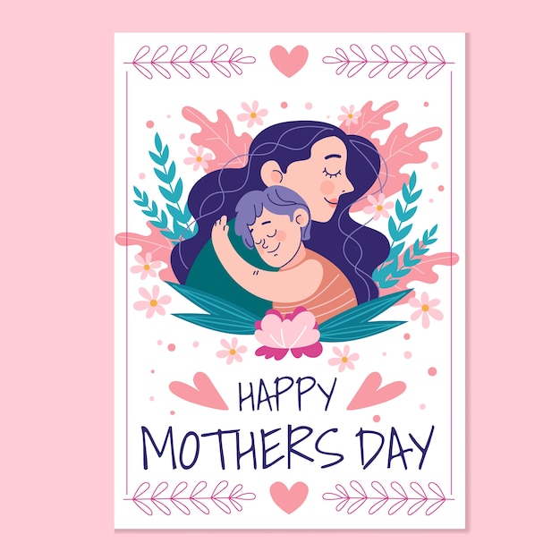 Free vector flat mothers day vertical poster template