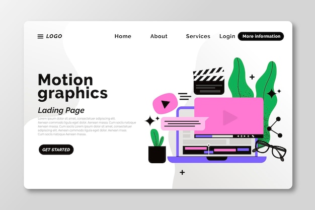 Flat motion graphics landing page template