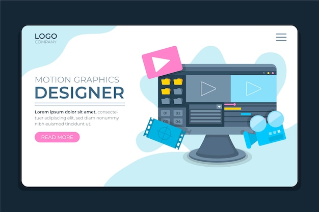 Flat motion graphics landing page template