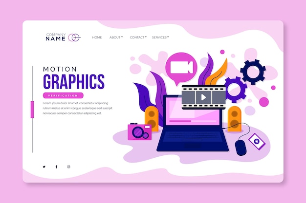 Free vector flat motion graphics landing page template