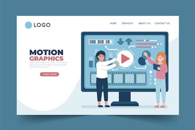 Vettore gratuito modello di pagina di destinazione piatta motiongraphics