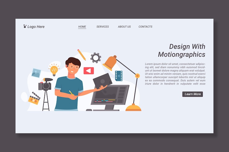 Free Vector flat motiongraphics landing page template