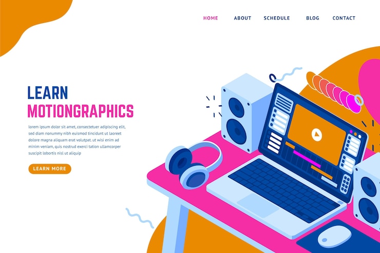 Free Vector flat motiongraphics landing page template