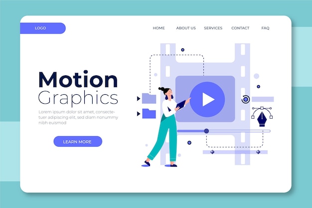 Vettore gratuito modello di pagina di destinazione piatta motiongraphics