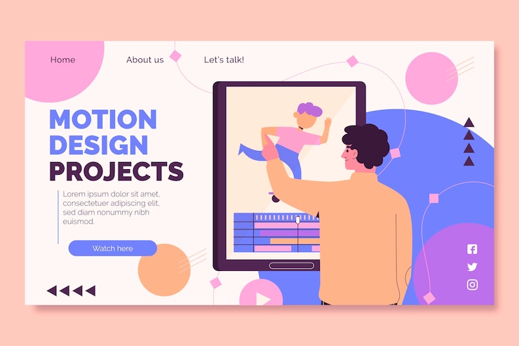 Free Vector flat motiongraphics landing page template