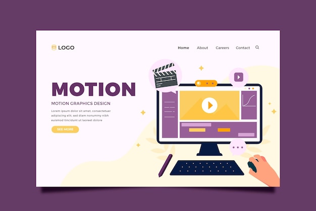 Free vector flat motiongraphics landing page