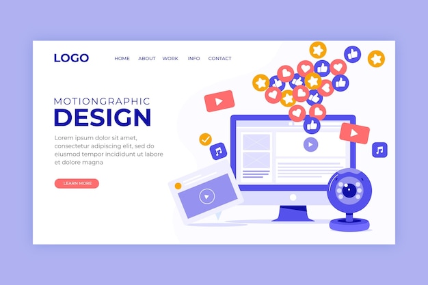 Free vector flat motiongraphics landing page