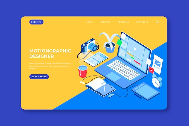 Free vector flat motiongraphics landing page