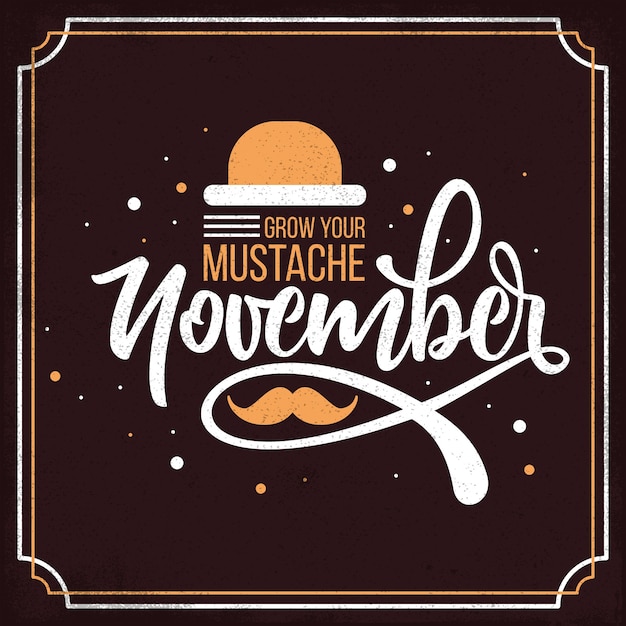 Flat movember lettering on dark background